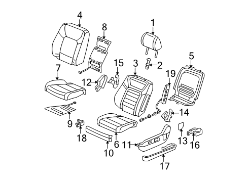 2011 Honda Pilot Heated Seats Cover, L. Rail (Upper) (Outer)*NH167L* (GRAPHITE BLACK) Diagram for 81669-SZA-A41ZB