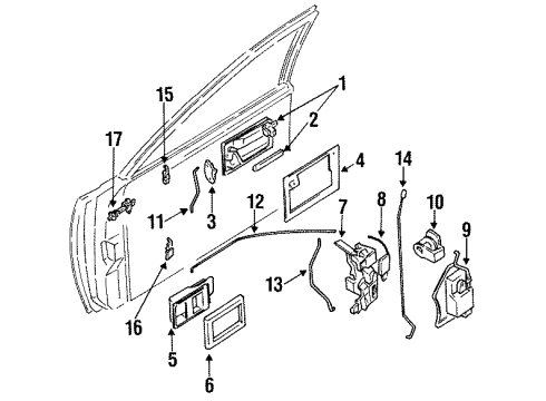 1986 Nissan Maxima Front Door - Hardware Front Door Outside Handle Assembly, Right Diagram for 80604-42E10
