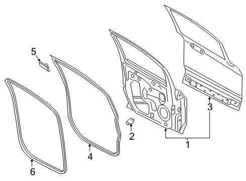 2018 Ford EcoSport Front Door Weatherstrip On Body Diagram for GN1Z-7420708-B