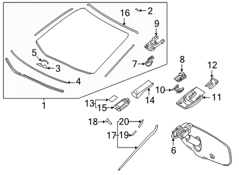 2021 Toyota Sienna Glass, Reveal Moldings Side Molding Diagram for 75504-08010