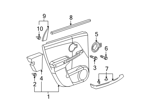 2006 Chevrolet Equinox Interior Trim - Rear Door Belt Weatherstrip Diagram for 25791523