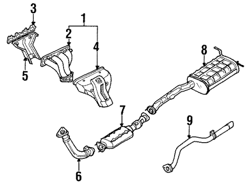 1995 Kia Sportage Exhaust Manifold Exhaust Manifold Assembly Diagram for 0K01C13450B