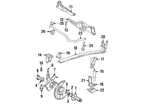 1995 Ford F-250 Front Suspension Components, Stabilizer Bar & Components Ball Joint Diagram for EOTZ-3050-BA