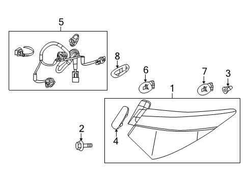 2011 Acura ZDX Bulbs Lamp Unit, Passenger Side Tail Diagram for 33501-SZN-A03