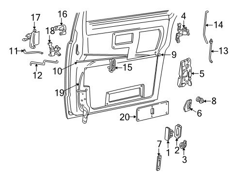 1994 Chevrolet Astro Side Door Rear Side Door Lock Assembly Diagram for 16627316