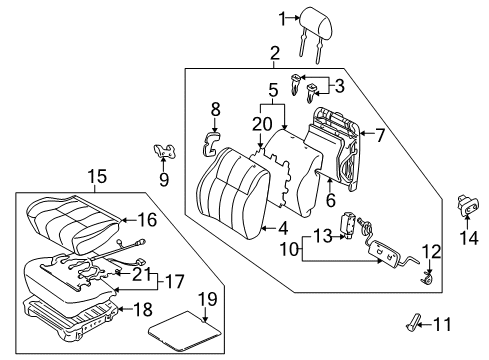 2001 Toyota 4Runner Heated Seats Lumbar Adjuster Diagram for 72760-35020