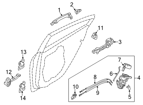 2018 Kia Forte5 Rear Door - Lock & Hardware Rear Door Latch Assembly, Right Diagram for 81420A7011