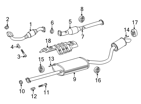 2016 Toyota Highlander Exhaust Components Center Pipe Support Bracket Diagram for 17572-0V020