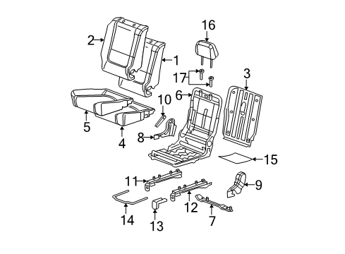 2007 Chevrolet Malibu Rear Seat Components Pad Asm-Rear Seat Cushion (W/ Wire) Diagram for 22736442