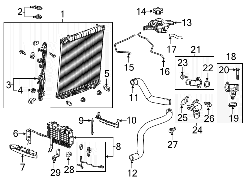 2020 GMC Canyon Radiator & Components Lower Hose Clamp Diagram for 90572597