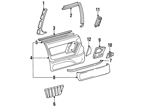 1992 Oldsmobile 88 Interior Trim - Front Door Lamp Asm-Front Side Door Courtesy & Warning LH Diagram for 12519252