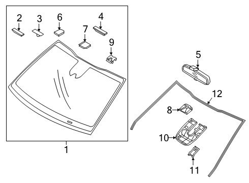 2019 Kia Niro EV Glass, Reveal Moldings Cover-Rain Sensor, In Diagram for 96011G5000