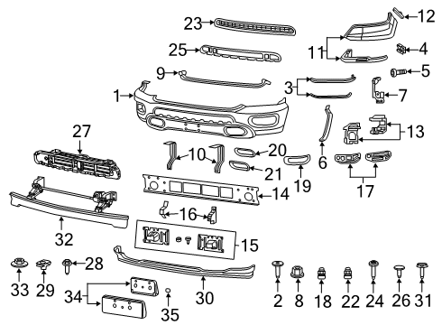 2020 Ram 1500 Bumper & Components - Front Push Pin Diagram for 6508863AA