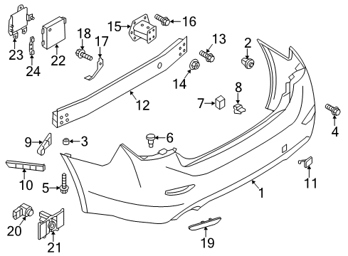 2016 Infiniti Q50 Lane Departure Warning Side Obstacle Warning Sensor Assembly Diagram for 284K0-3JA7C