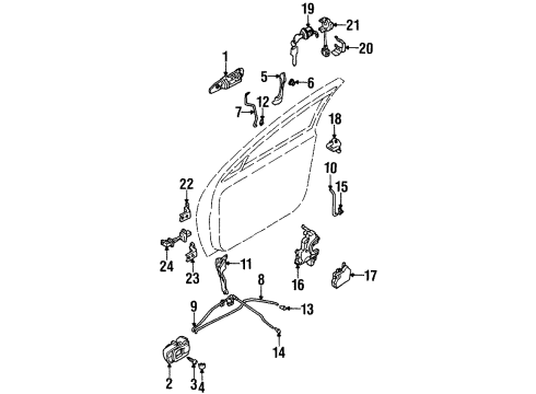 1999 Infiniti G20 Front Door Rod-Front Door Inside Handle, RH Diagram for 80506-3J100