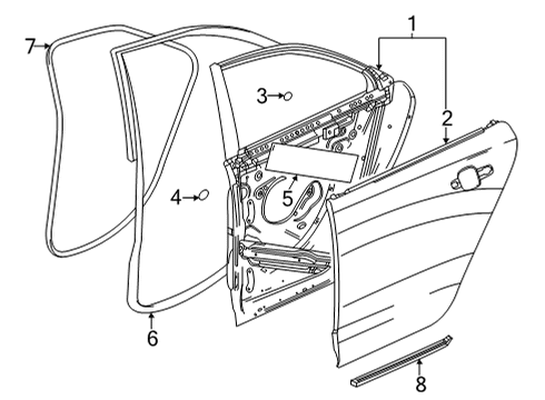 2020 Cadillac CT4 Door & Components Door Weatherstrip Diagram for 84392125