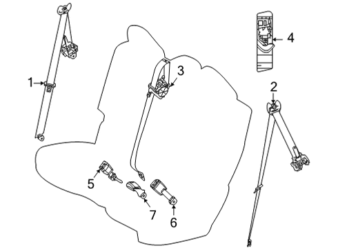 2022 Toyota Sienna Second Row Seat Belts Anchor Plate Diagram for 73033-08020-A0