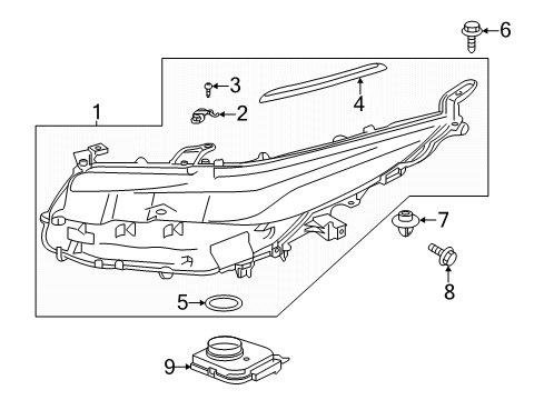 2020 Toyota Prius Prime Headlamps Headlamp Bracket Diagram for 81118-47770