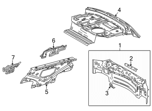 2021 Toyota Mirai Rear Body Extension Diagram for 64227-62010