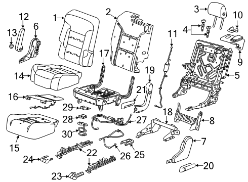 2019 GMC Acadia Heated Seats Seat Cushion Pad Diagram for 84454568