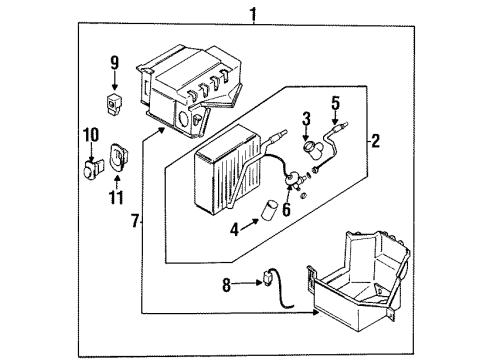 1997 Nissan Altima HVAC Case Heating Unit-Front Diagram for 27110-2B000