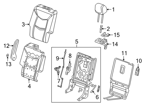 2021 Cadillac XT6 Second Row Seats Seat Back Frame Cable Diagram for 84591262