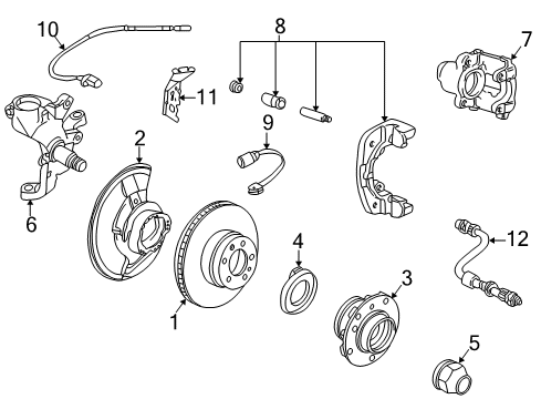 1999 BMW 750iL Brake Components Brake Caliper Right Diagram for 34111163318