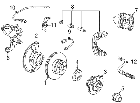 1998 BMW 740i Front Brakes Calliper Carrier Right Diagram for 34111163306