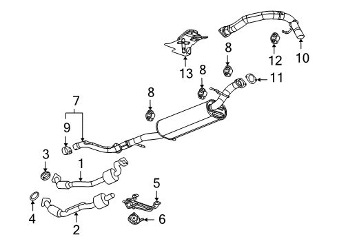 2009 Hummer H3T Exhaust Components Tailpipe Gasket Diagram for 15036012