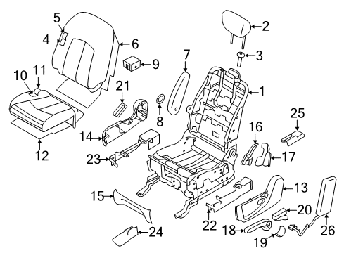 2012 Nissan Quest Lumbar Control Seats Trim Assembly-Cushion Seat LH Diagram for 87322-1JA4C