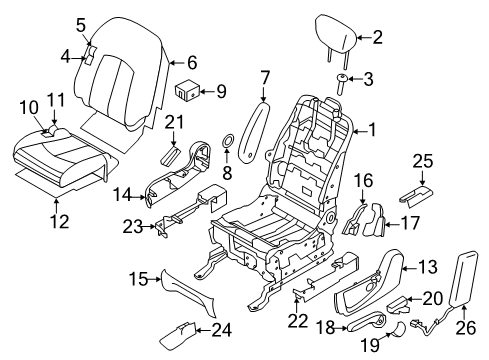2012 Nissan Quest Lumbar Control Seats Cover-Front Seat Cushion Outer Diagram for 87314-1JA4C