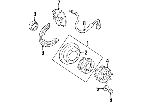1989 GMC K3500 Front Brakes Front Brake Rotor Assembly (W/ Hub) Diagram for 18060224