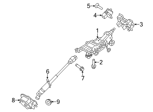 2010 Ford Taurus Steering Column & Wheel, Steering Gear & Linkage Column Assembly Diagram for AG1Z-3C529-A