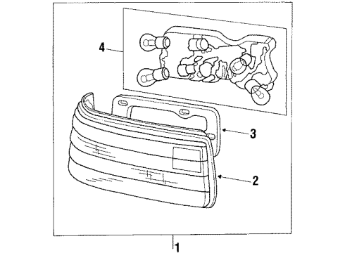 1987 Hyundai Excel Tail Lamps Lens & Housing-Rear Combination Lamp, RH Diagram for 92404-21120