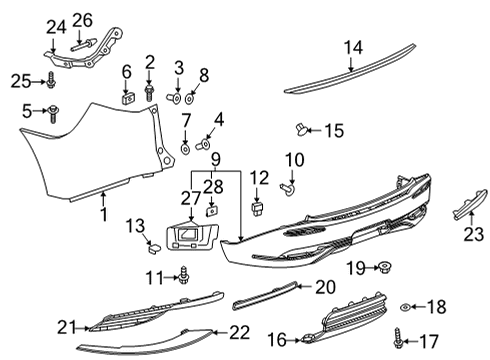 2022 Buick Enclave Bumper & Components - Rear Molding Bolt Diagram for 11547420