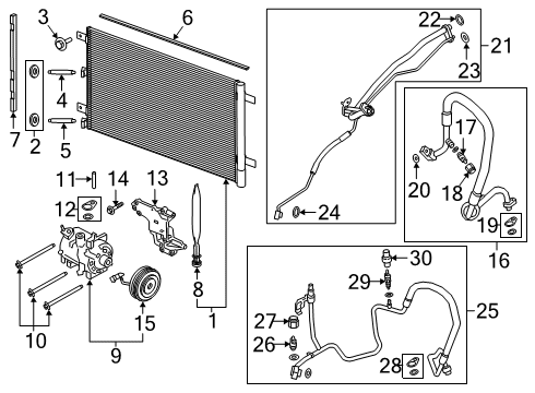 2018 Ford F-150 A/C Condenser, Compressor & Lines Clutch & Pulley Diagram for JL3Z-19V649-MA