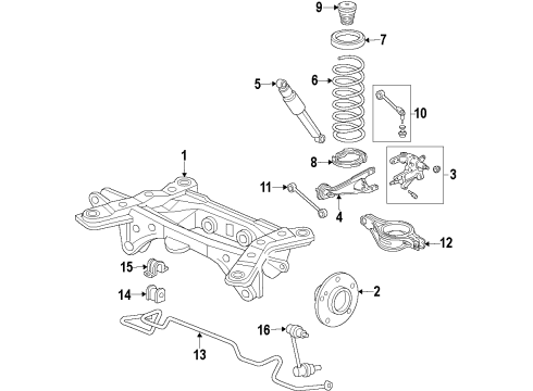 2010 Acura ZDX Rear Suspension Components, Lower Control Arm, Upper Control Arm, Ride Control, Stabilizer Bar Spring, Rear Diagram for 52441-SZN-A52