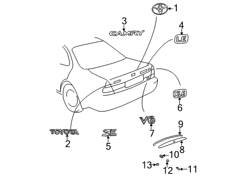 2005 Toyota Camry Exterior Trim - Trunk Lid Nameplate Diagram for 75447-33090