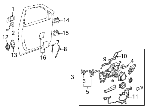 2005 Buick Terraza Front Door - Lock & Hardware Handle Asm, Front Side Door Outside Diagram for 19257097