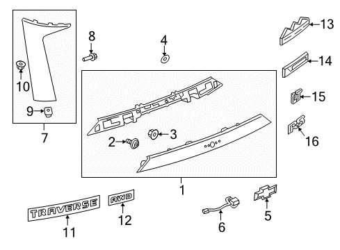 2020 Chevrolet Traverse Exterior Trim - Lift Gate Applique Diagram for 84346573