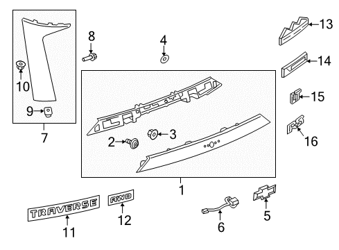 2022 Chevrolet Traverse Exterior Trim - Lift Gate Applique Diagram for 84816990