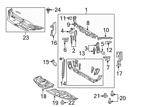 2007 Toyota Avalon Radiator Support Splash Shield Diagram for 51442-07010