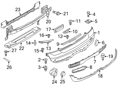 2014 Mini Cooper Rear Bumper Hex Bolt Diagram for 32301094716