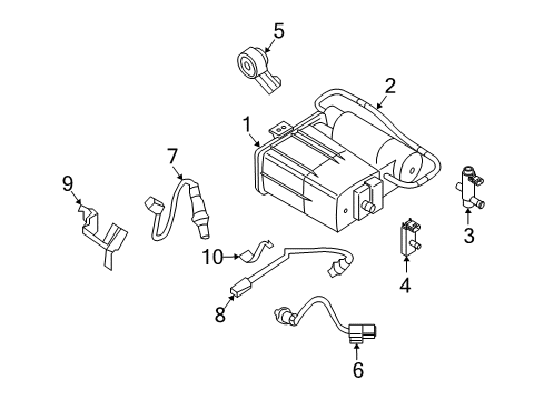 2009 Nissan Altima Emission Components Oxygen Sensor Bracket Diagram for 22650-JA00A