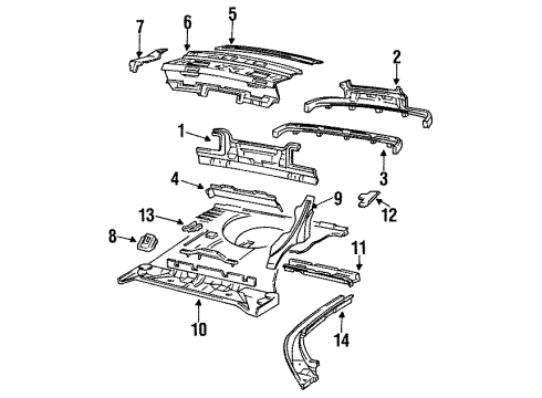 1991 Pontiac Grand Prix Rear Body, Rear Floor & Rails Panel Asm-Rear Compartment Diagram for 10203558