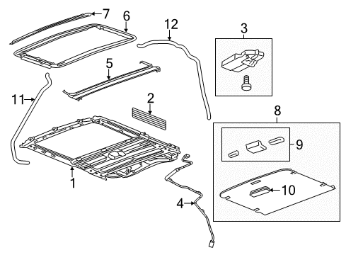 2012 Chevrolet Captiva Sport Sunroof Sunshade Diagram for 19179511