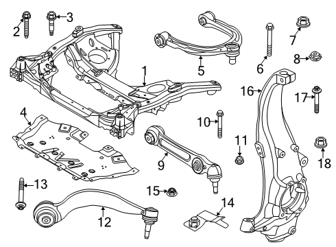 2021 BMW 840i Front Suspension Components, Lower Control Arm, Upper Control Arm, Ride Control, Stabilizer Bar CONTROL ARM WITH RUBBER BUSH Diagram for 31106886906