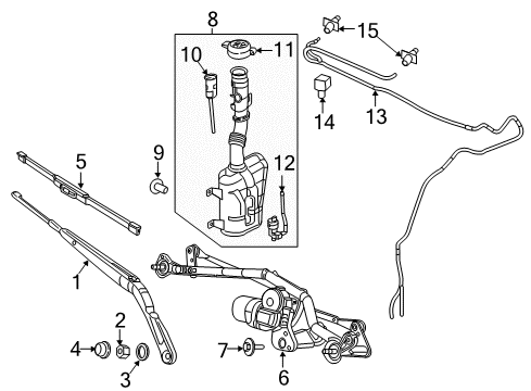 2019 Ram ProMaster City Wiper & Washer Components Clip-Washer Hose Diagram for 68097262AA