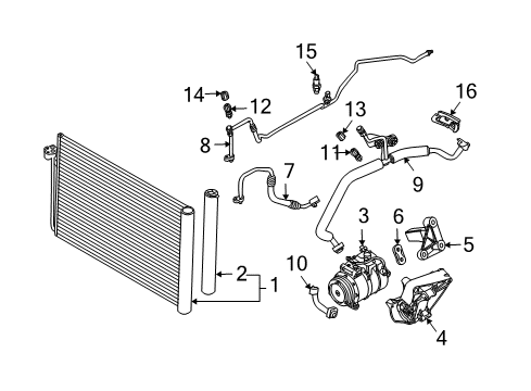 2004 BMW 525i Air Conditioner Air Conditioning Compressor Diagram for 64509174802