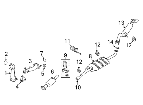 2009 Ford Escape Exhaust Components Muffler Diagram for 9L8Z-5230-H